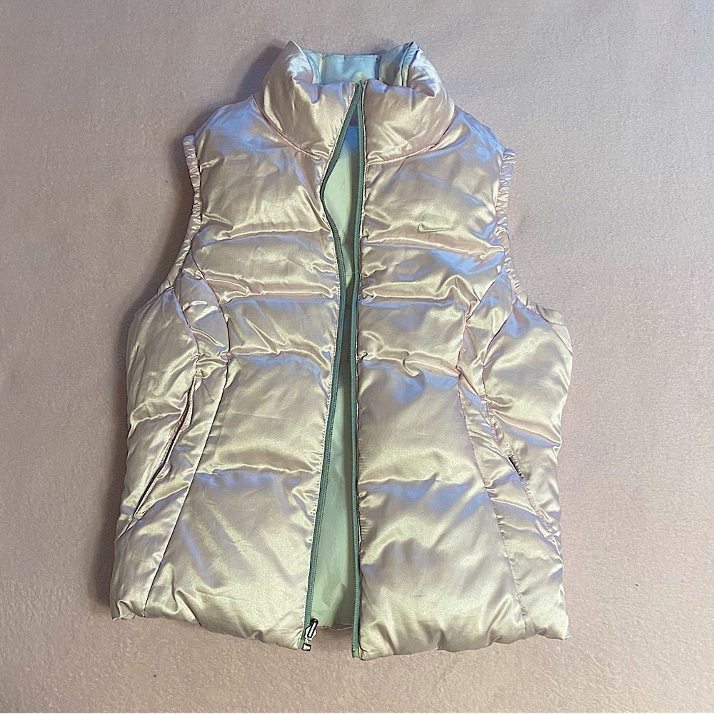 Nike reversible pink silk puffer vest